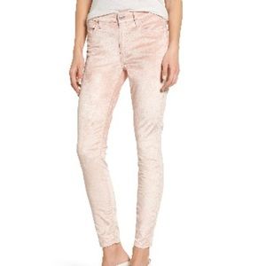 7 For All Mankind Velvet Ankle Skinny Pants Pretty Peachy Pink Color-Size 25